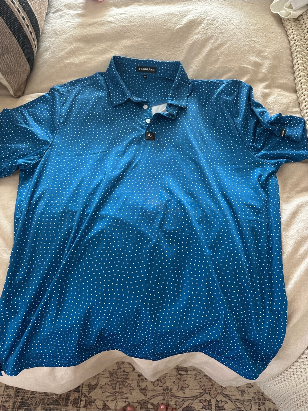 BYRDGANG Blue Polka Dot Golf Polo